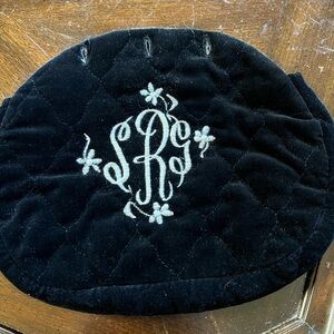 Vintage - Black Quilted Velvet Bermuda Bag Cover with Embroidery